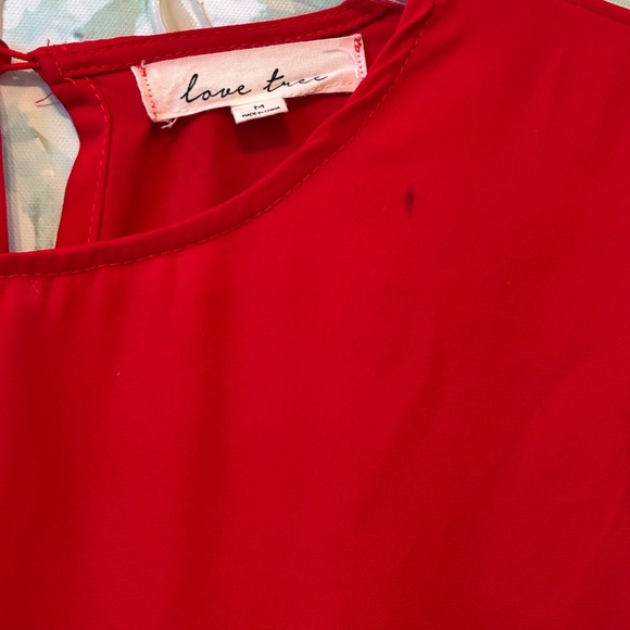 Love Tree Vibrant Red Tie-Front Scrunch Long Sleeve Blouse Size M - Picture 4 of 5